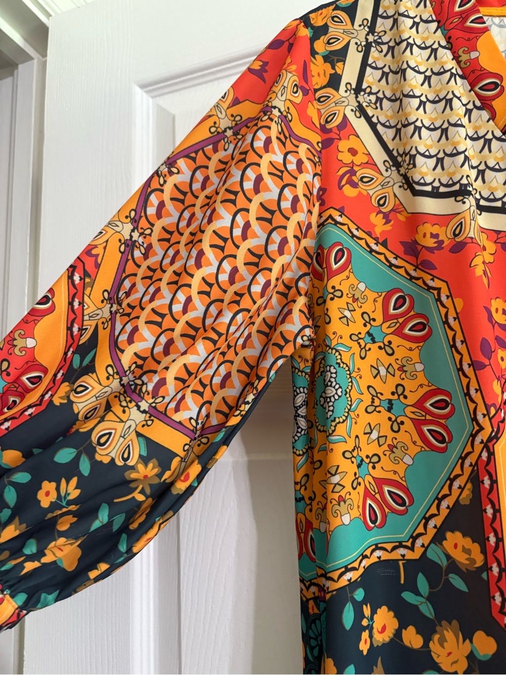 Cezele Boho Multicolor Paisley Floral Print Dress size medium - Picture 2 of 10